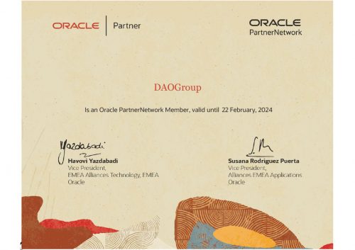 Сертификат от компании Oracle