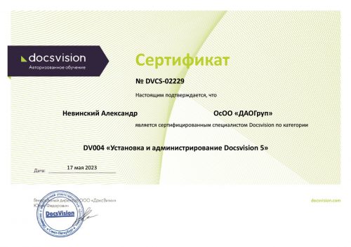 ДоксВижн Александр установка и администрирование 